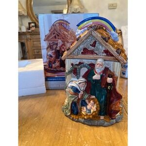 Vintage CHINA HOME TRENDS 12" CHRISTMAS NATIVITY CERAMIC COOKIE JAR